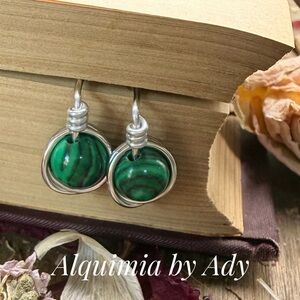 Alquimia Malachite Green and Silver Earrings